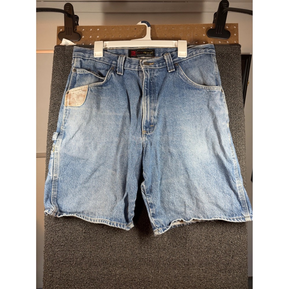 Riggs Workwear by Wrangler Carpenter Shorts Mens 36 Blue DuraShield Denim